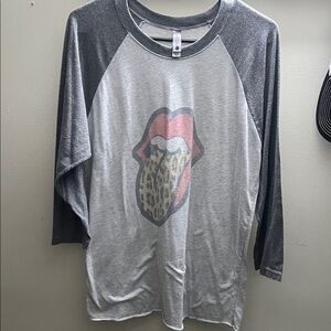 Gray and White women’s Raglan Shirt